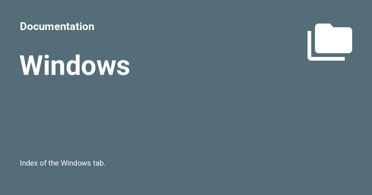 Windows - Documentation